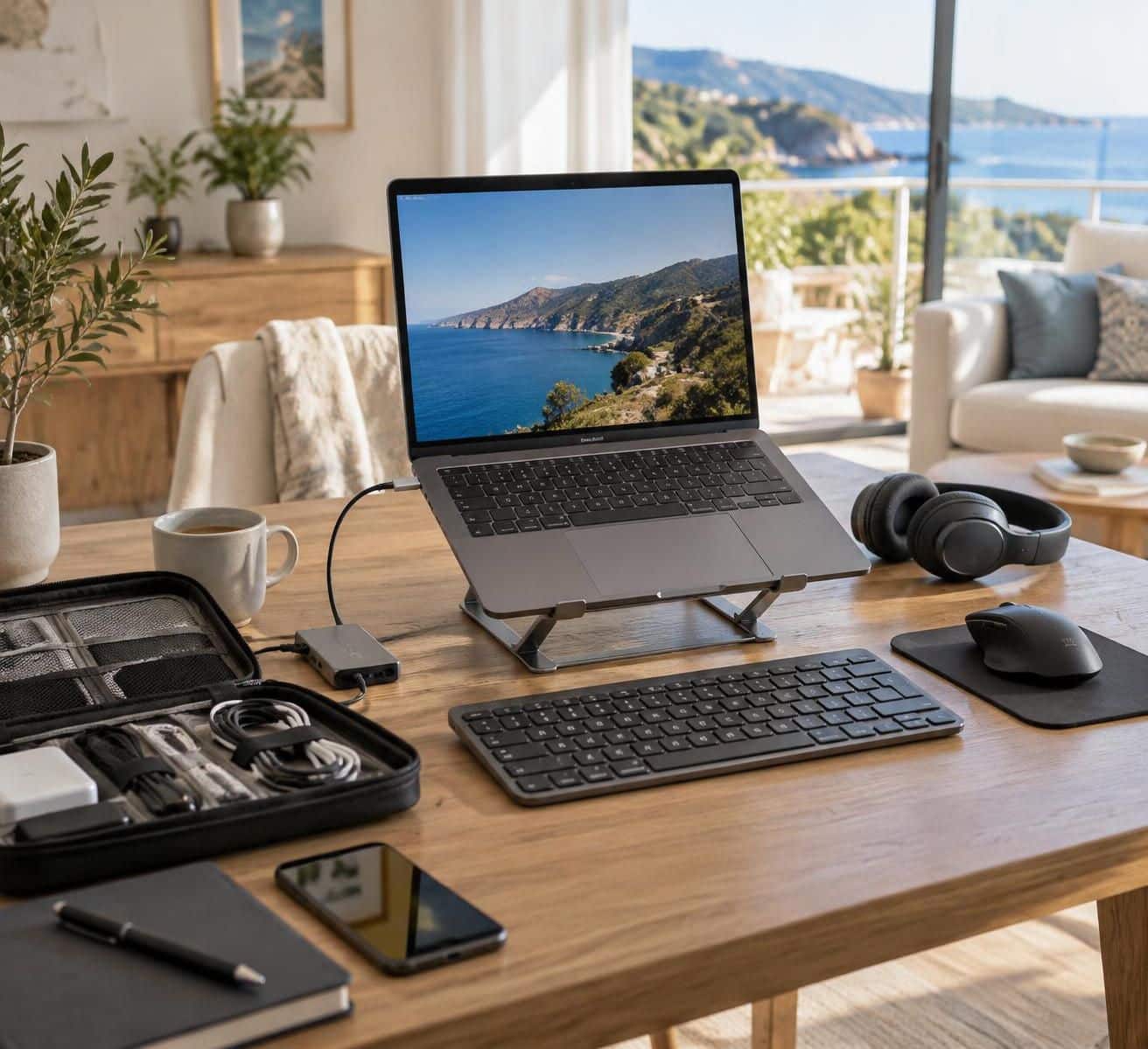 d&eacute;couvrez les accessoires indispensables pour pr&eacute;parer une semaine de t&eacute;l&eacute;travail ailleurs et travailler confortablement, o&ugrave; que vous soyez.